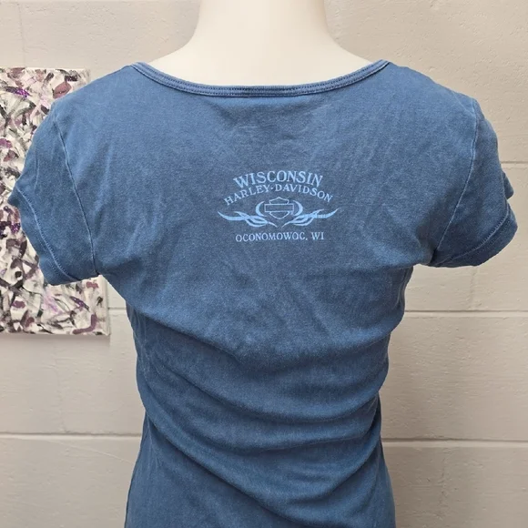 Harley-Davidson Women's Faded Blue Graphic Tee - Picture 7 of 11